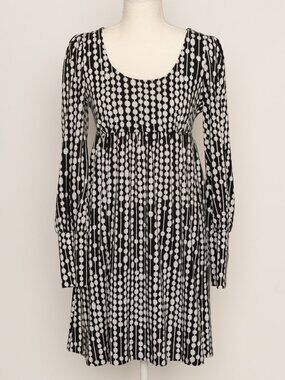 Y2K Vintage INC Retro Long Sleeve Empire Waist Dot Pattern Babydoll Dress Small